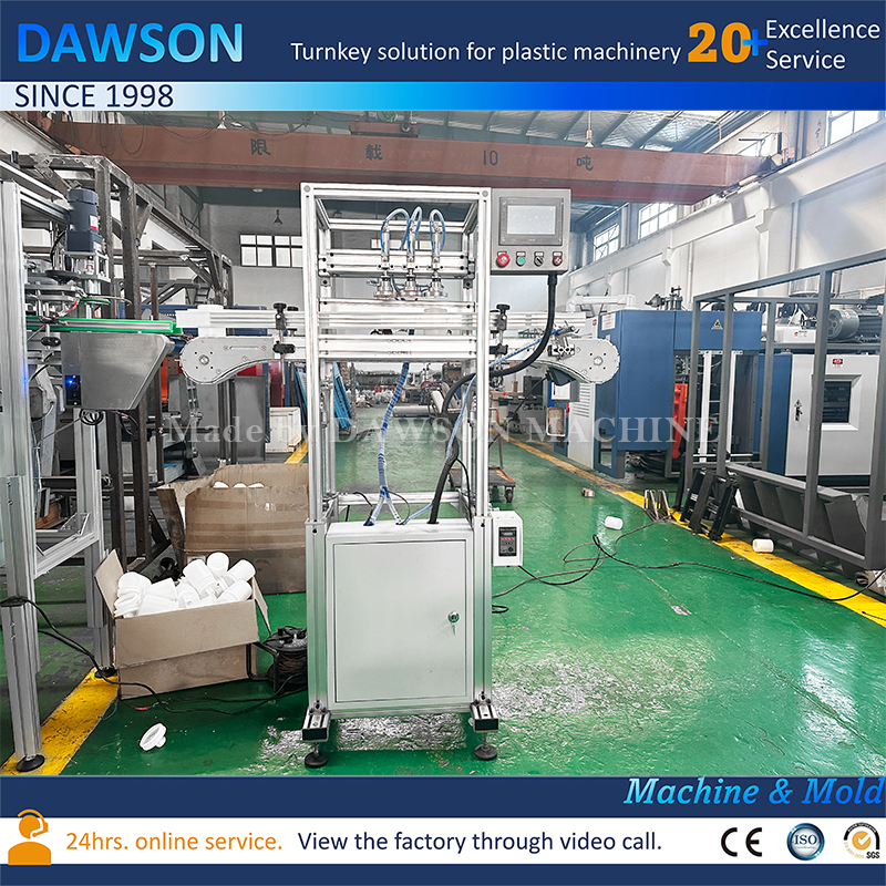 محطة واحدة ذات 5 رؤوس HDPE ذات الفم العريض لتصنيع العلب ذات الفم العريض، ماكينة التشكيل بالنفخ، آلات التشكيل بالنفخ