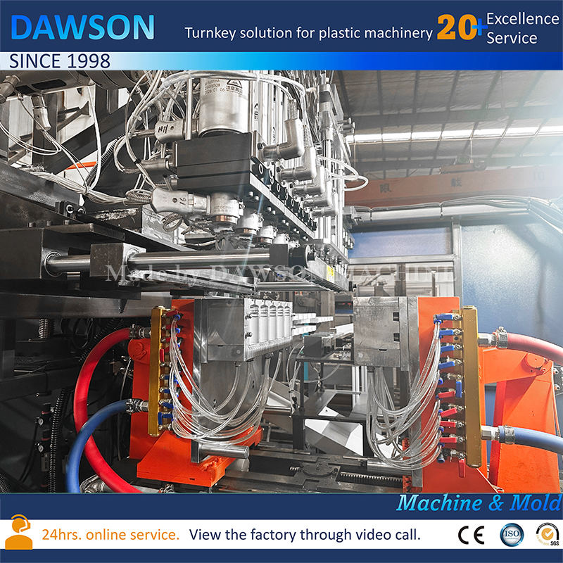 آلة نفخ العلبة ذات الفم العريض ذات الجوانب المستقيمة من HDPE بتصميم 5 رؤوس