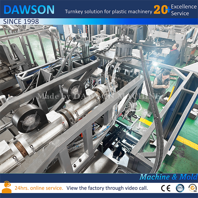 آلة نفخ العلبة ذات الفم العريض ذات الجوانب المستقيمة من HDPE بتصميم 5 رؤوس